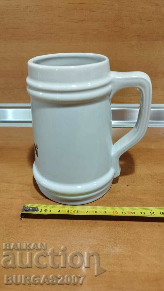 Old porcelain beer mug "Pleven" with price 60.00 BGN | € 30.68 Old porcelain beer mug "Pleven" with price 60.00 BGN | € 30.68