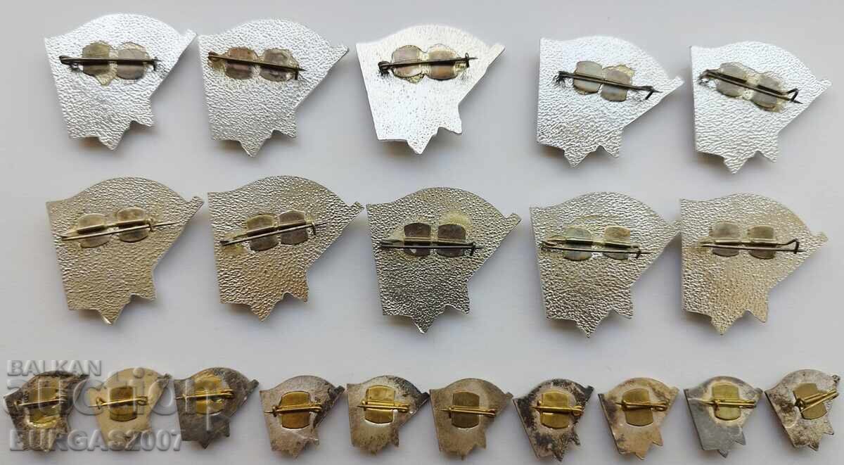 Ecusoane BPFK 1923-1944, 20 buc., 10 mari + 10 mici - 6