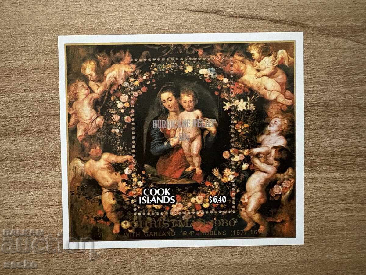 Νήσοι Κουκ - Τεμάχιο από το 1986 με υπέρτιτλο "HURRICANE...(1987) MNH