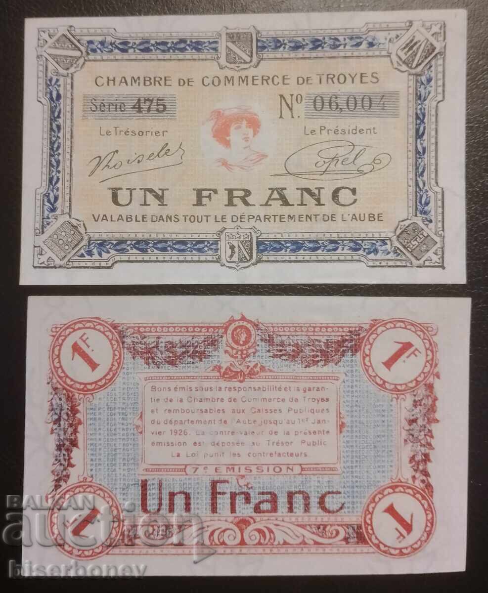 France, Troyes 1 franc 1926, France, 1 franc, UNC