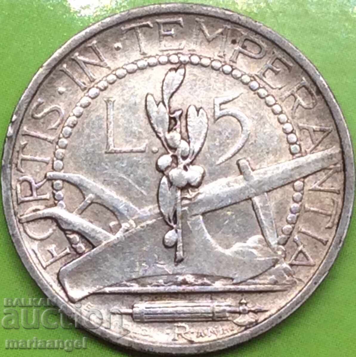 San Marino 5 Lire 1935 Silver Patina with price 25.00 BGN | € 12.78