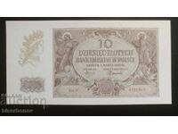 10 zloti Polsha, 1940 g., Polonia, 10 zloți 1940, UNC