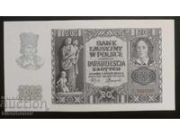 20 zloți Polonia 1940, Poland 20 zloți 1940, UNC