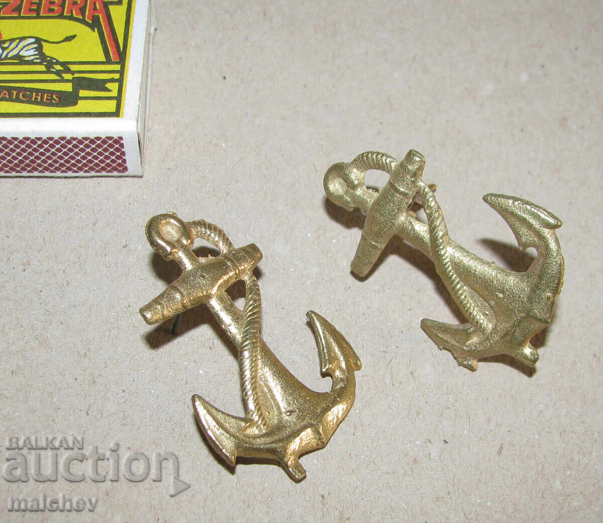 Anchor 4.5 cm small anchor cast bronze monogram cockade Lot 2 anchors