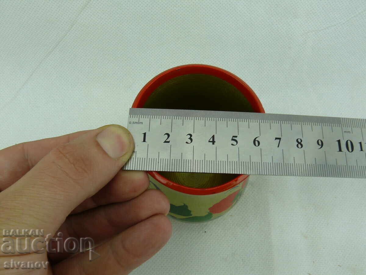 Old wooden Russian cup painted Khokhloma #2357 - 7 Old wooden Russian cup painted Khokhloma #2357 - 7