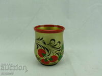 Old wooden Russian cup painted Khokhloma #2357