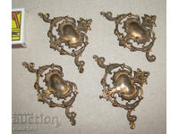 Antique stamped brass fittings from a photo album, lot of 4 pieces