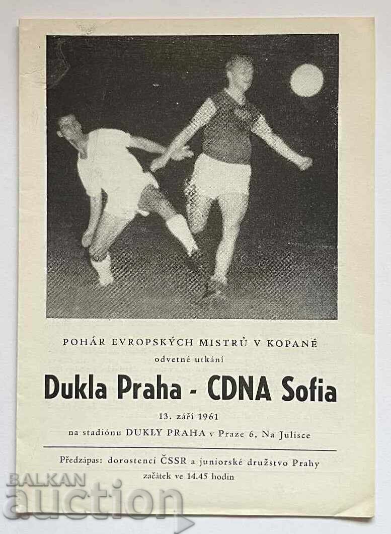 Program de fotbal Dukla Praga - CDNA 1961 CASH CSKA Program de fotbal Dukla Praga - CDNA 1961 CASH CSKA