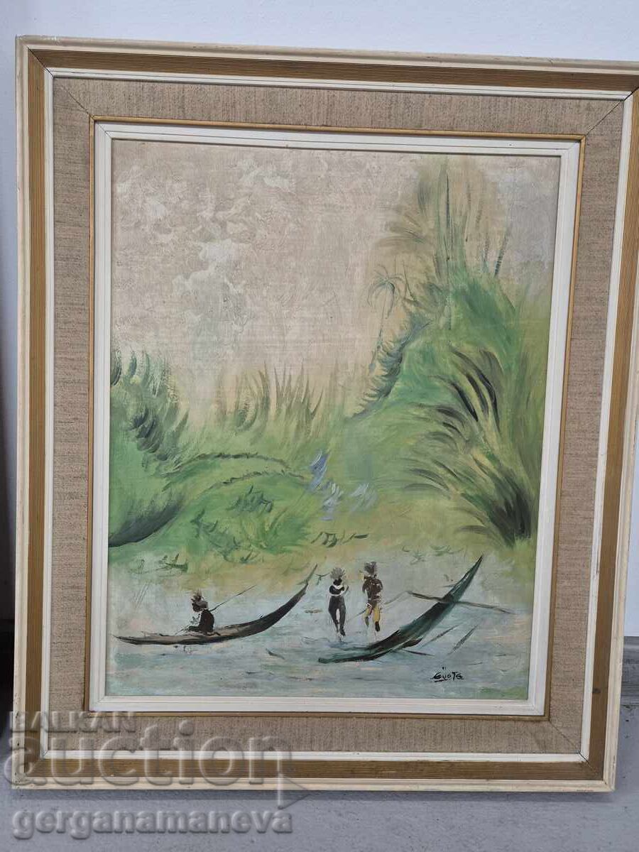 Auction  Painting, oil paints on fiberboard