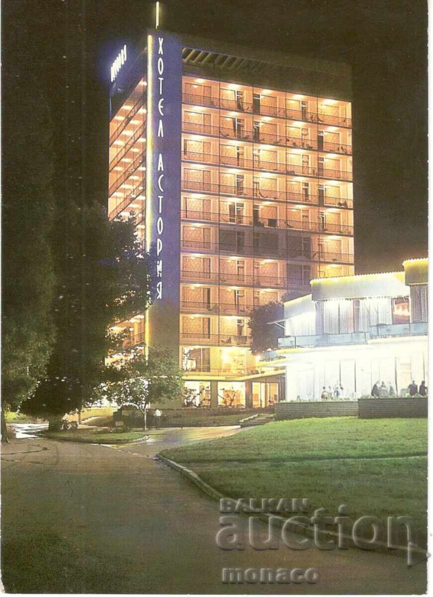 Old postcard - Golden Sands, hotel "Astoria" - at night