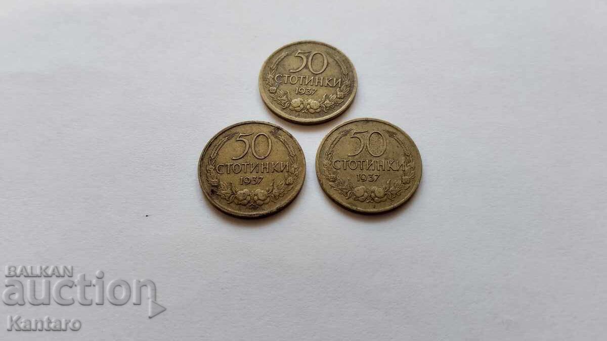 Delivery of Coin - BULGARIA - 50 stotinki - 1937 - 3 pieces