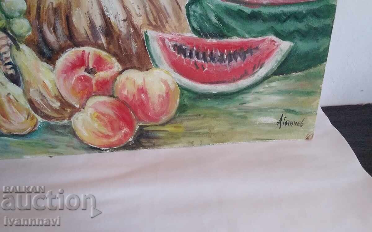 Παλιός πίνακας λάδι νεκρή φύση Αθανάσιος Γκαντσέφ με τιμή 220.00 BGN | € 112.48