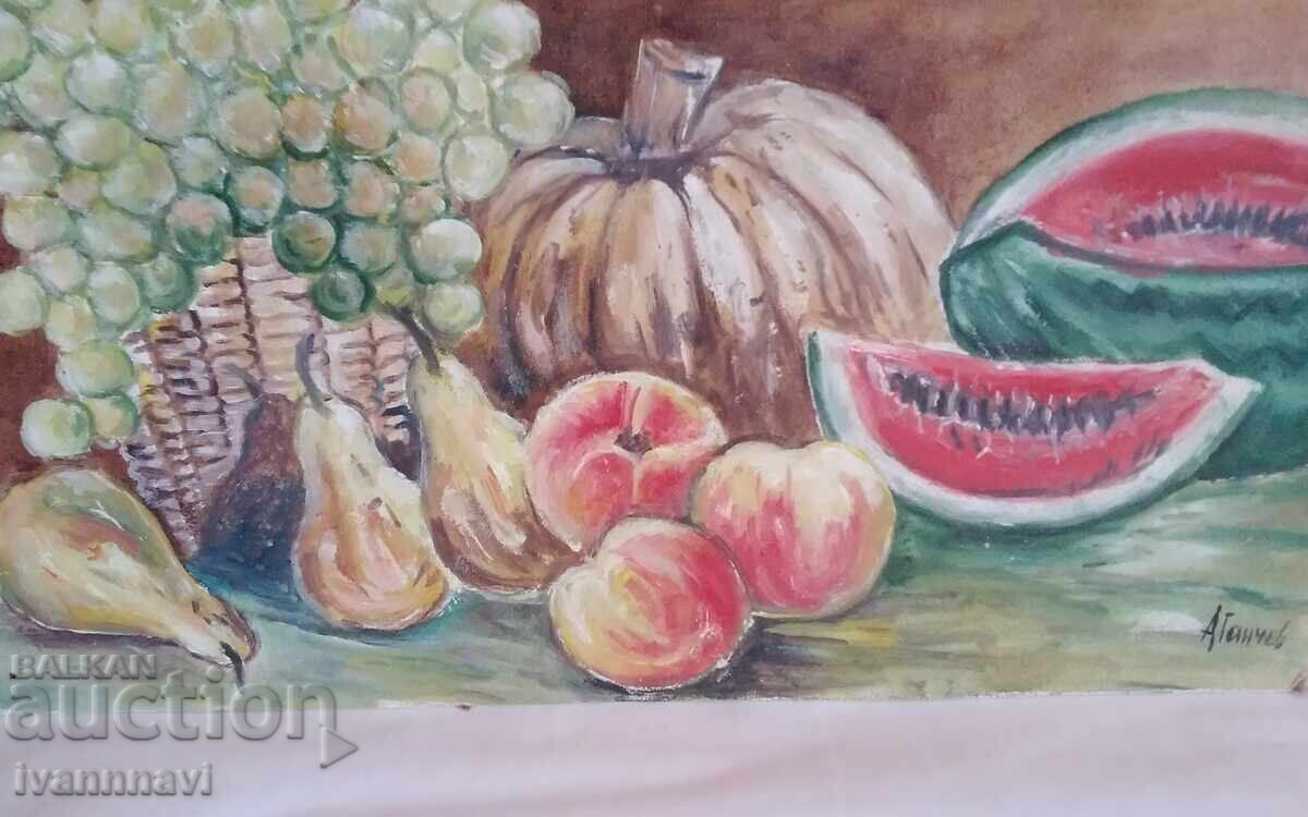 Δημοπρασία Παλιός πίνακας λάδι νεκρή φύση Αθανάσιος Γκαντσέφ