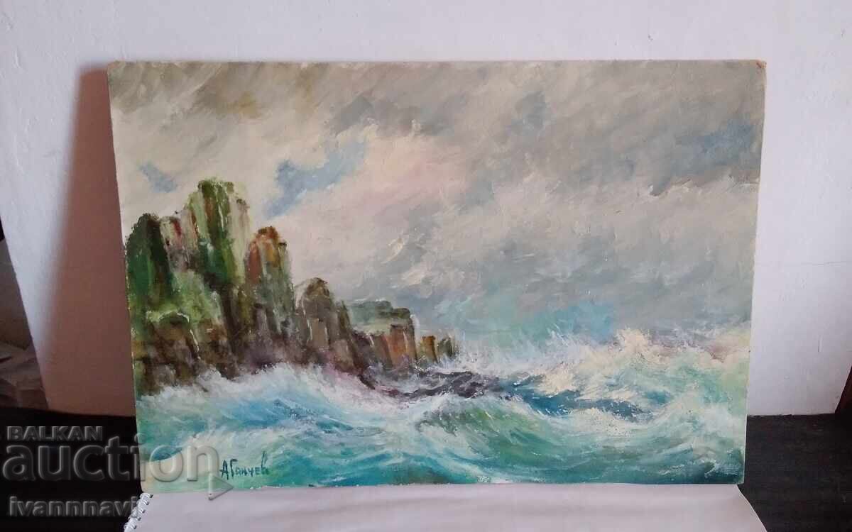 Стара картина масло върху фазер Атанас Ганчев - 5