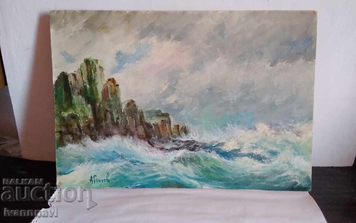 Стара картина масло върху фазер Атанас Ганчев