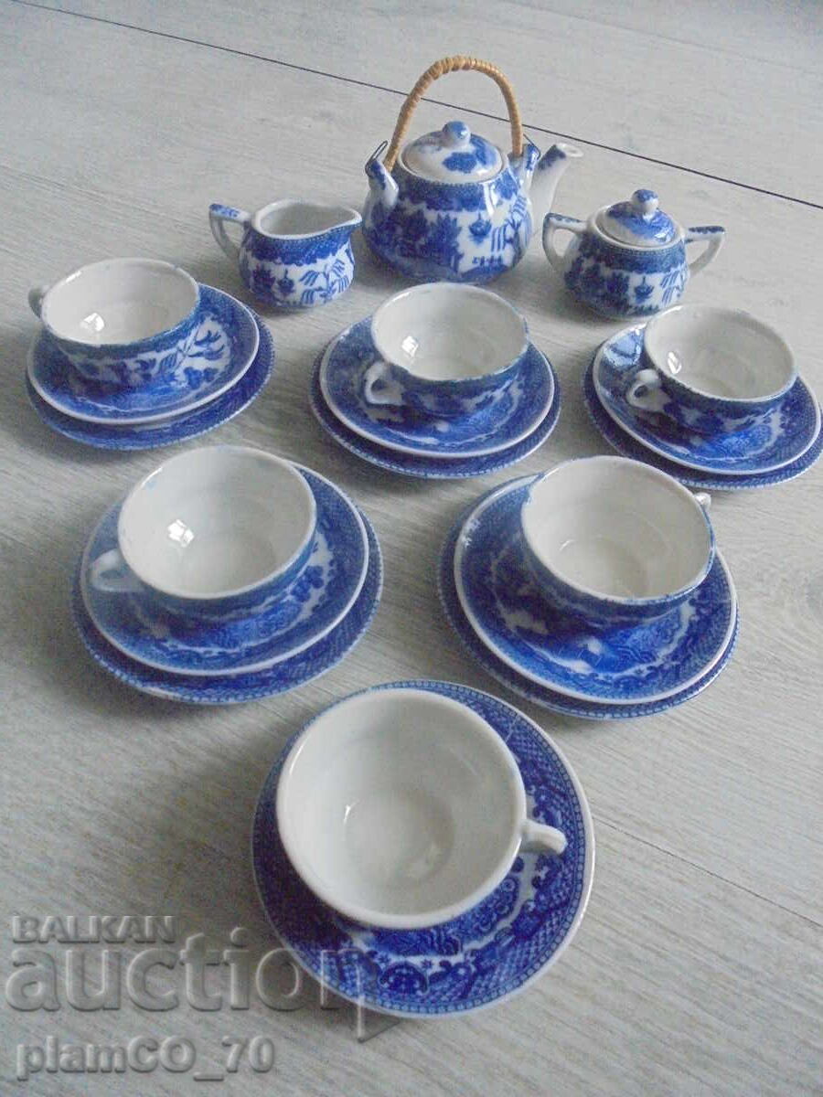 №*8299 Παλιό μικρό πορσελάνινο σερβίτσιο – μικροσκοπικό μπλε-άσπρο - 6