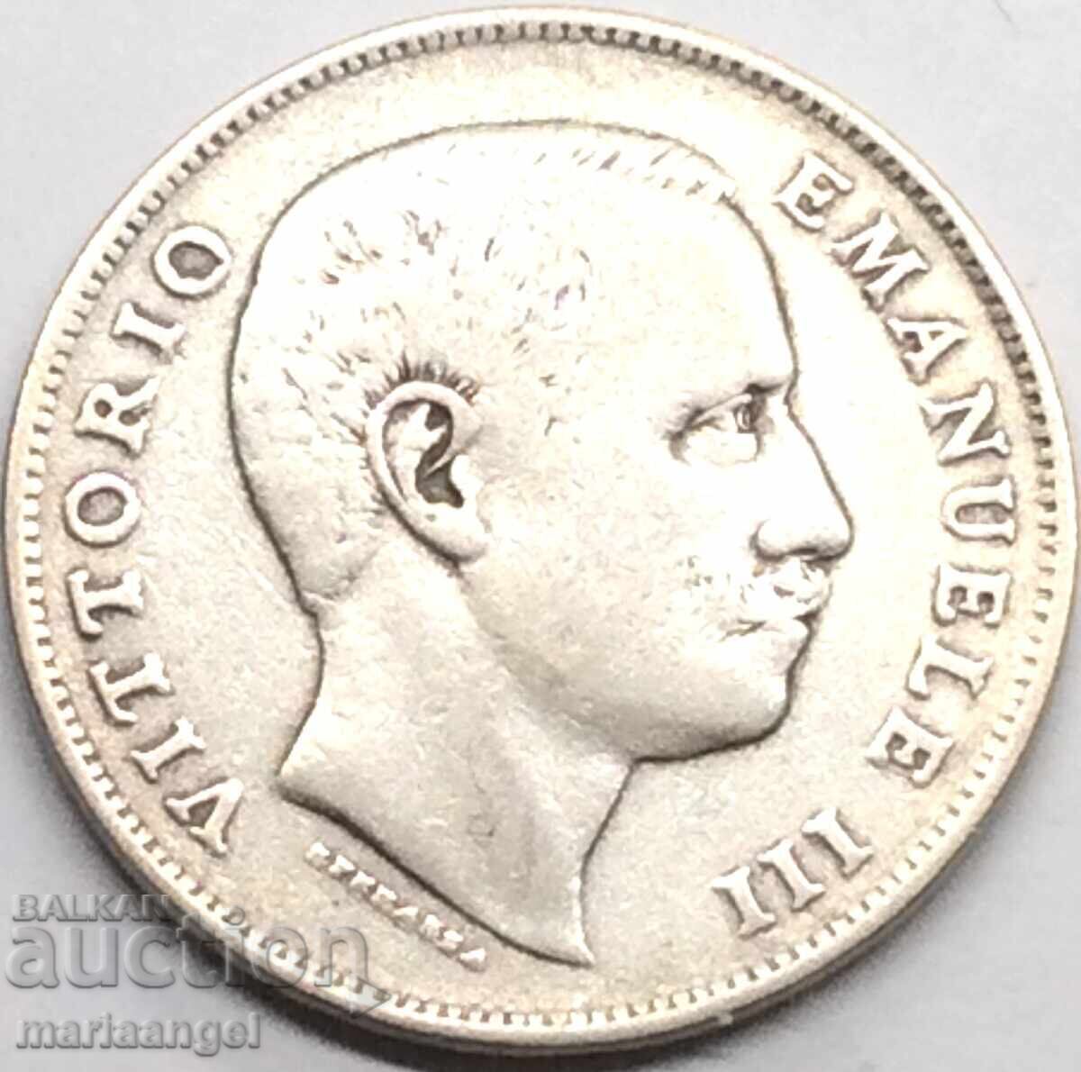 1 Λίρα 1906 Ιταλία Σαβοΐας Βίκτωρ Εμμανουήλ Γ' ασήμι με τιμή 23.00 BGN | € 11.76