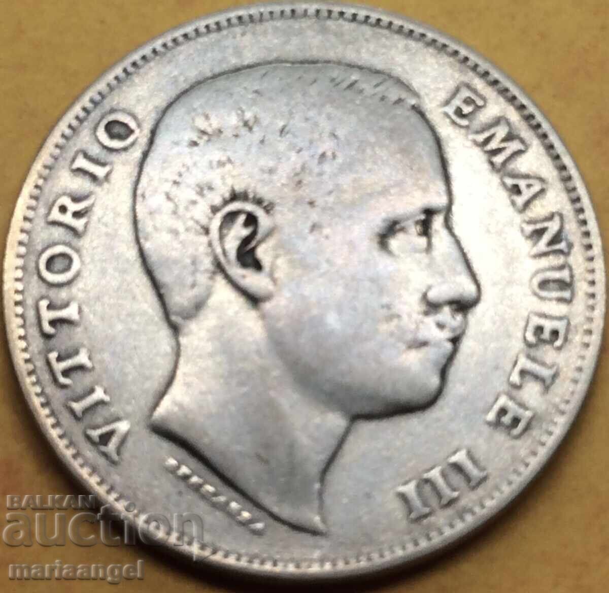 1 Λίρα 1906 Ιταλία Σαβοΐας Βίκτωρ Εμμανουήλ Γ' ασήμι - 5