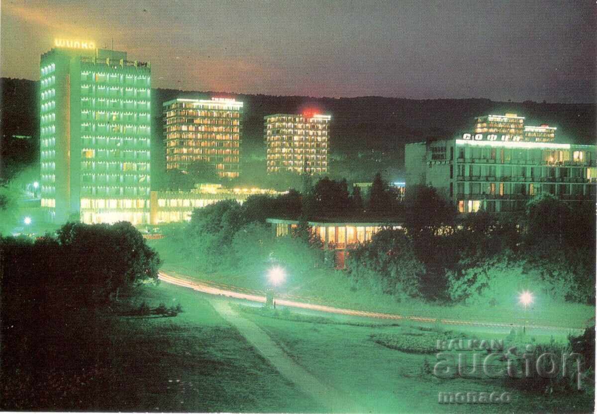 Old postcard - Golden Sands, Night view