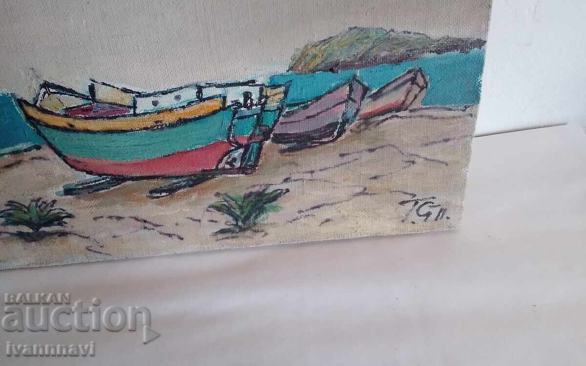 Тодор Станилов 1934-2008  стара картина масло подписана с цена 220.00 лв. | € 112.48