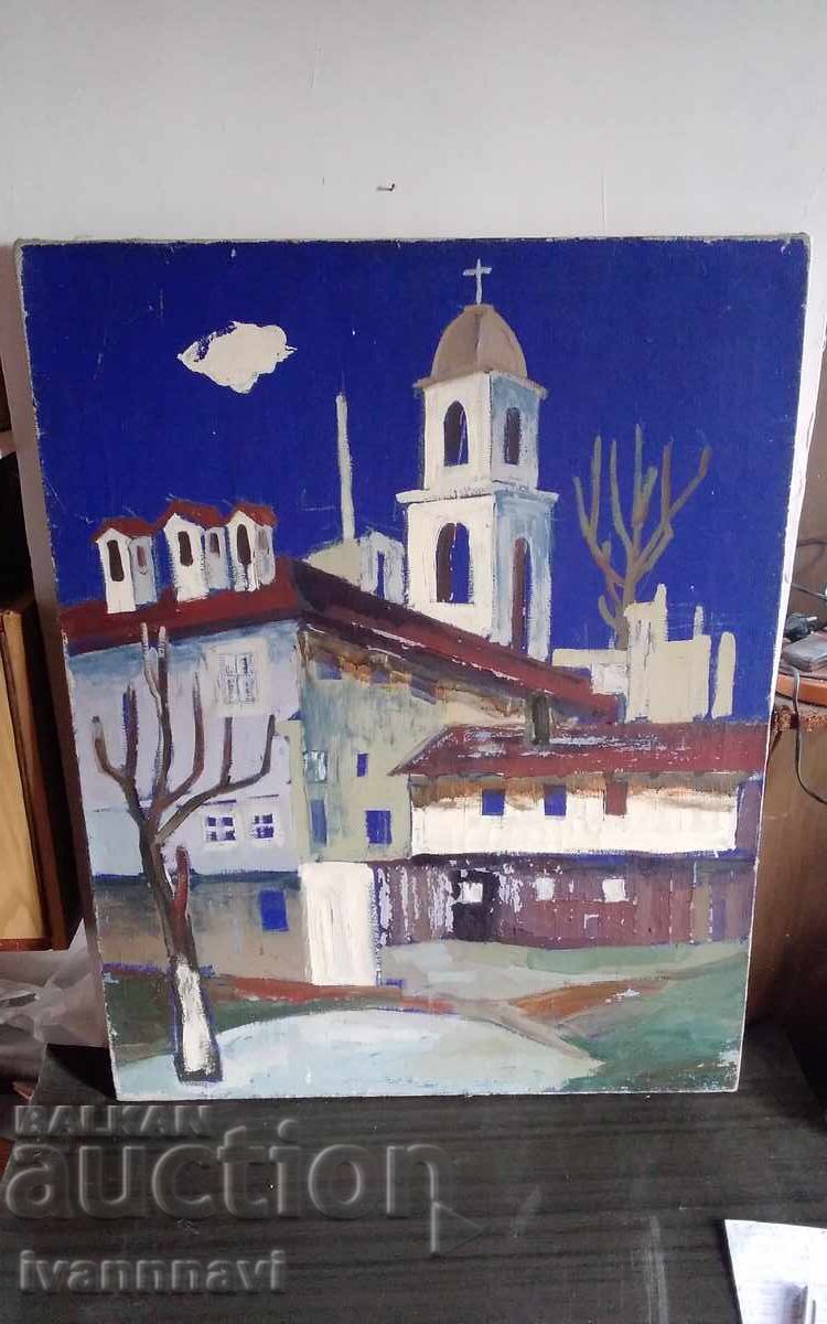 Τεράστιος Παλιός αριστουργηματικός πίνακας ημιτελής