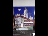 Τεράστιος Παλιός αριστουργηματικός πίνακας ημιτελής