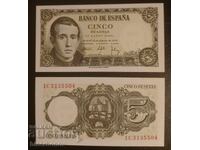 5 pesete Spania 1951, Spain 5 pesetas 1951, UNC