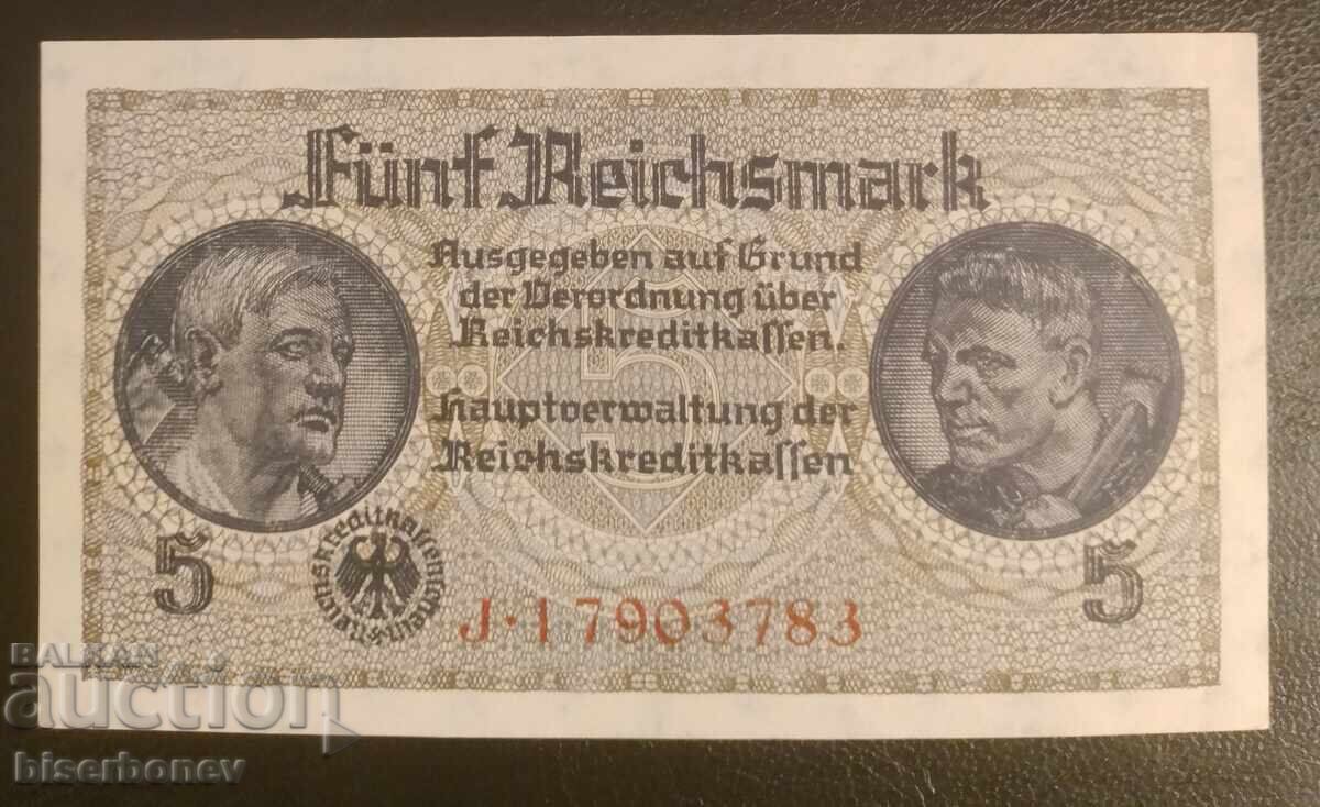 5 mărci Germania 1939-1944, 5 mark Germania 1939 aUNC