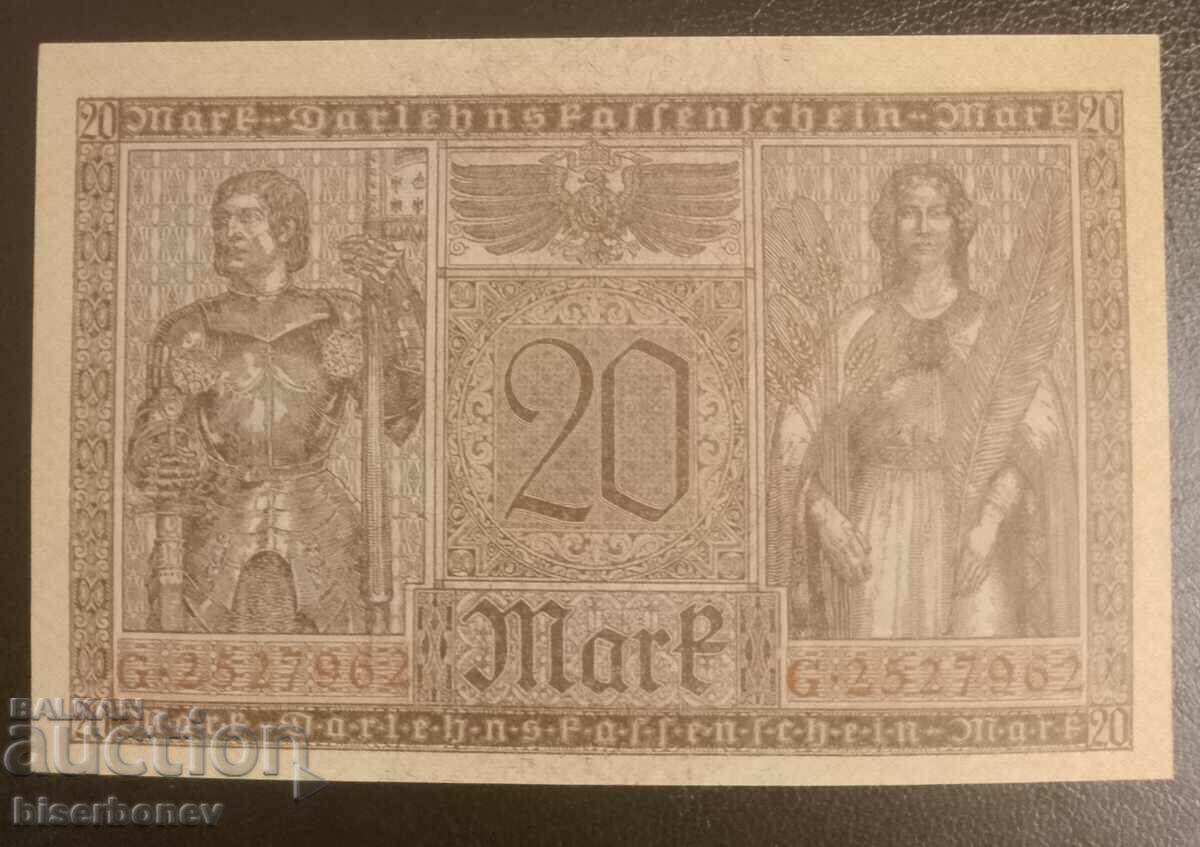 20 mărci Germania 1918 g, 20 mărci Germania, 1939 UNC cu preț 26.00 BGN | € 13.29
