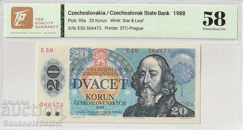 Cehoslovacia 20 Coroane 1988 Pick 95a 58 Alegere Aproape Neutilizată