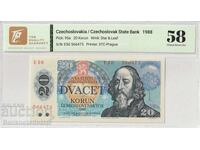 Czechoslovakia 20 Korun 1988 Pick 95a 58 Choice About Uncirculated