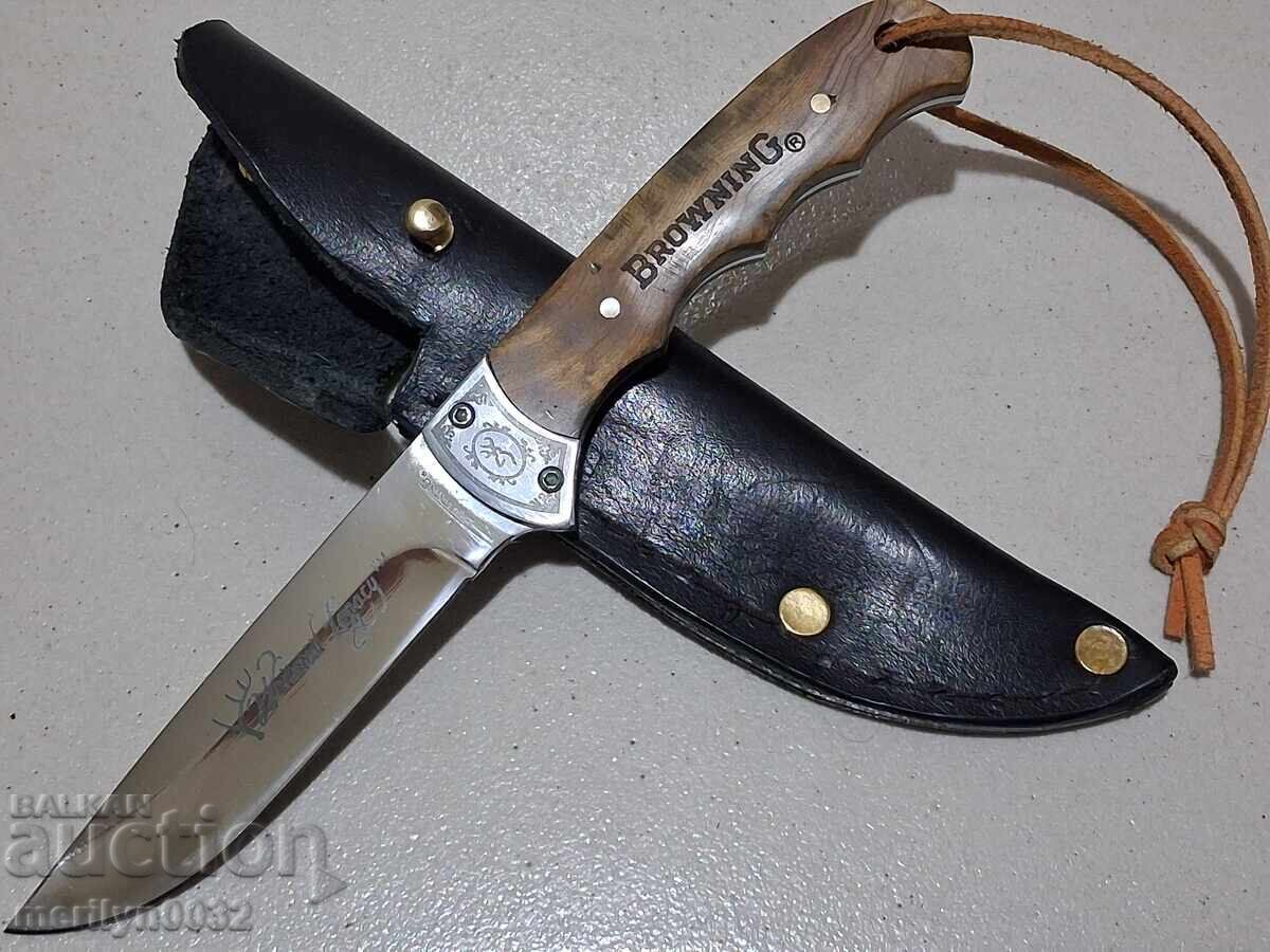 Hunting knife with leather Browning sheath