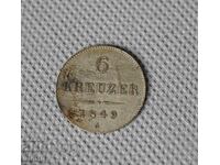 1849 Silver Coin 6 Kreuzer Austria