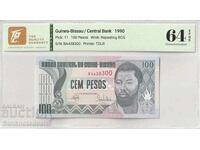 Guinea-Bissau 100 Pesos 1990 Pick 11 64 EPQ Superb Gem Unc