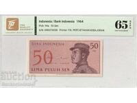 Indonezia 50 Sen 1964 Pick 91a 65 EPQ Gem Unc