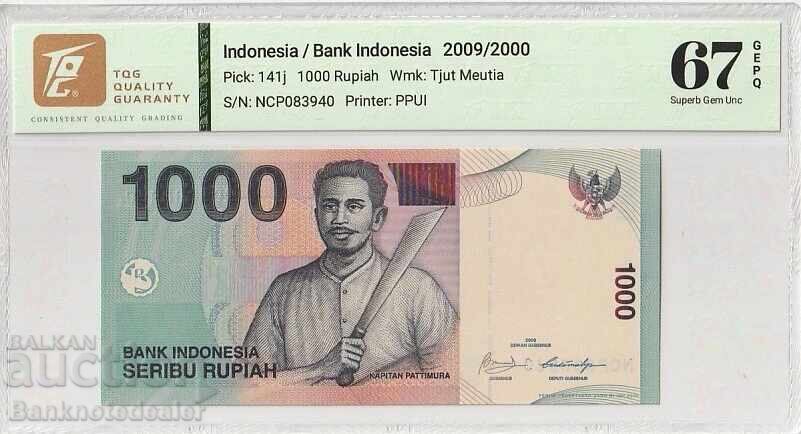 Indonesia 1000 Rupiah 2000 Pick 141i Superb Gem UNC 67 EPQ