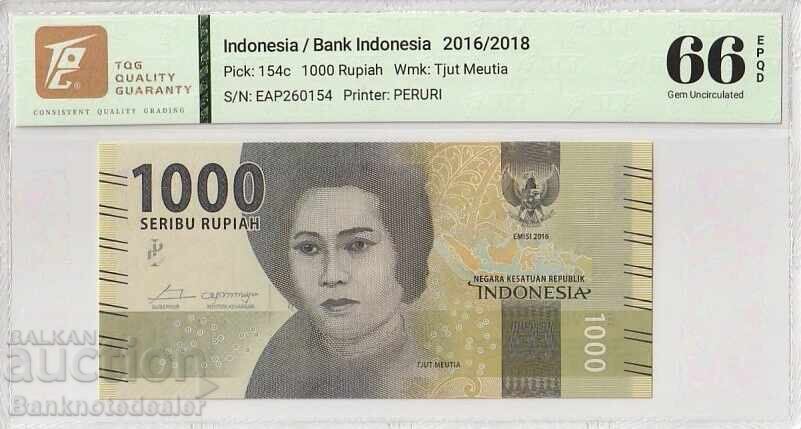 Indonesia 1000 Rupiah 2016 Pick 154c 66 EPQ Superb Gem Uncirculated 0