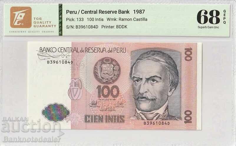 Περού 100 Ίντις 1987 Pick 133 68 EPQ Superb Gem Unc 1084a