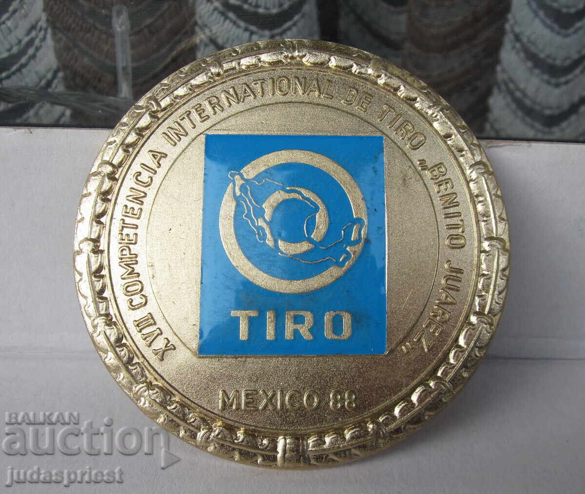 Αθλητικό μετάλλιο πλακέτα παγκόσμιου πρωταθλήματος σκοποβολής 1988 με τιμή 20.00 BGN | € 10.23 Αθλητικό μετάλλιο πλακέτα παγκόσμιου πρωταθλήματος σκοποβολής 1988 με τιμή 20.00 BGN | € 10.23