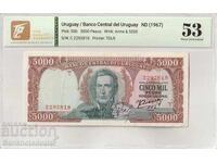 Uruguay 5000 Pesos 1967 Pick 50b 53 Aproape Unc 2814