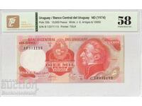 Uruguay 10000 Pesos 1974 Pick 53b 58 Alegere Aproape Neutilizată 1115
