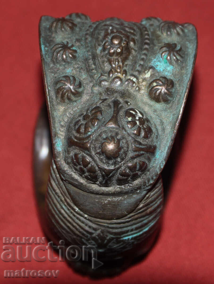 Brățară veche tradițională din bronz, bijuterie, cataramă - 7