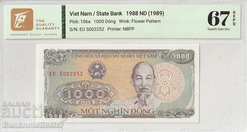 Vietnam 1000 Dong 1988 Pick 106a 67 EPQ Superb Gem Uncirculated