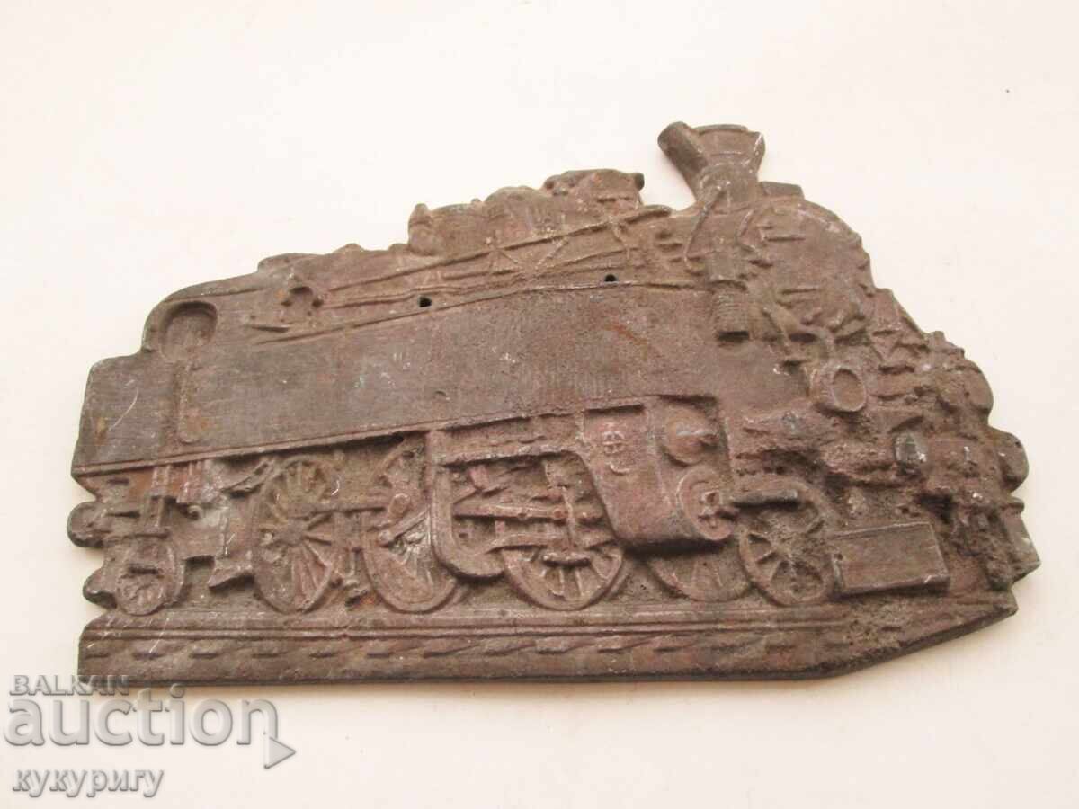 Стара метална табела за стена влак парен локомотив