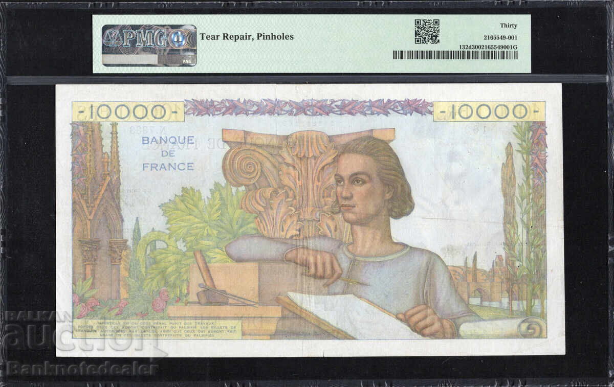 France 10,000 Francs 1954 Pick 132d PMG 30 with price 600.00 BGN | € 306.78