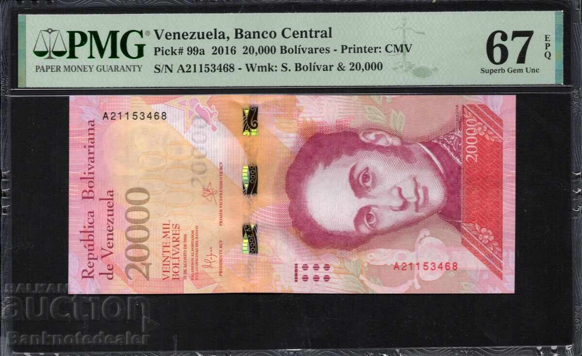 Venezuela 20000 Bolivares 2016 Pick 99a PMG 67