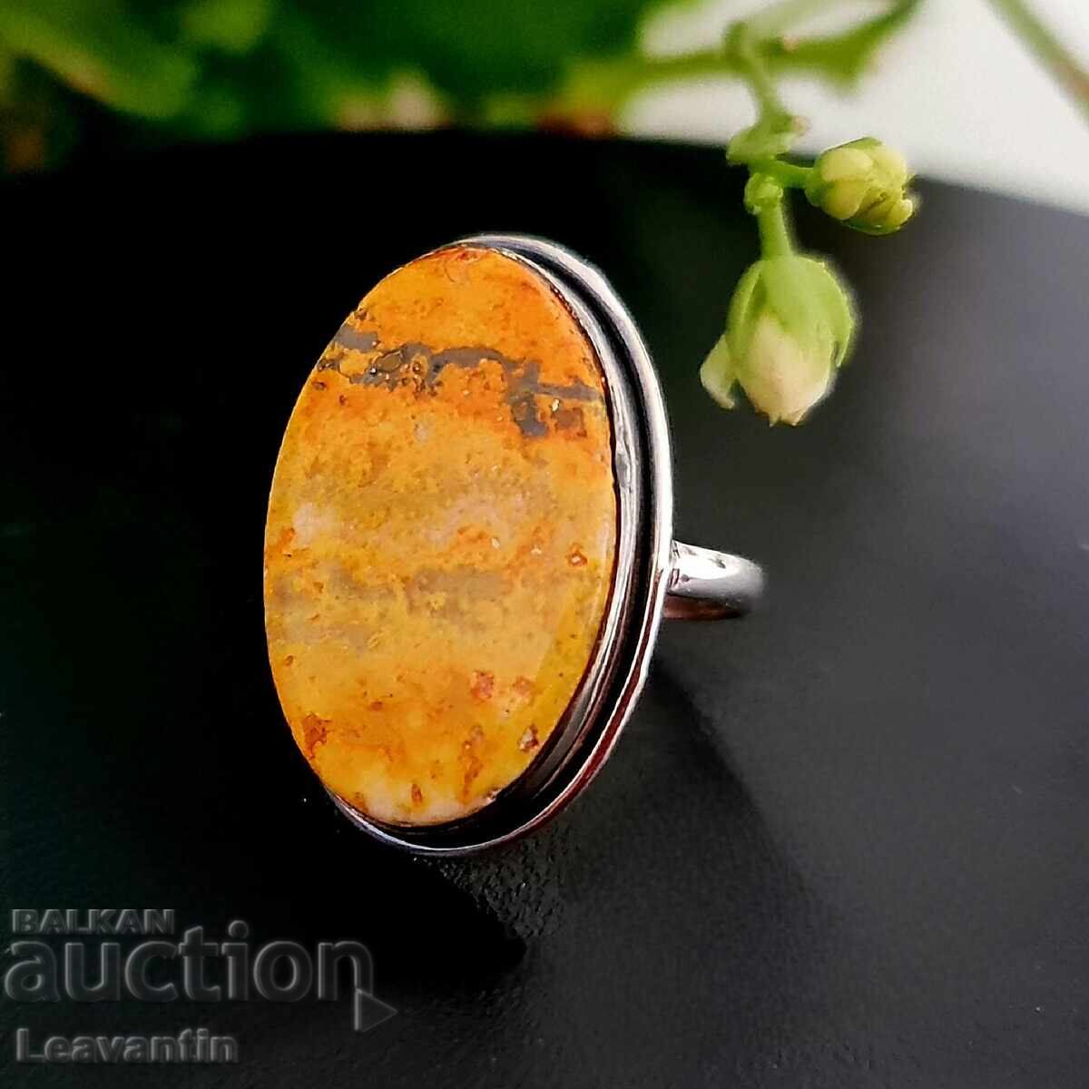 Δημοπρασία Ασημένιο δαχτυλίδι με Bee Jasper