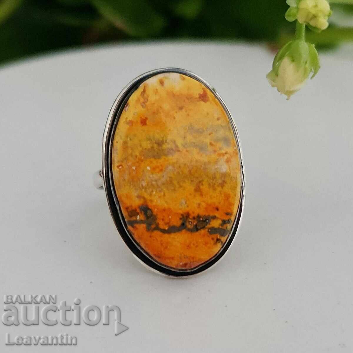 Ασημένιο δαχτυλίδι με Bee Jasper