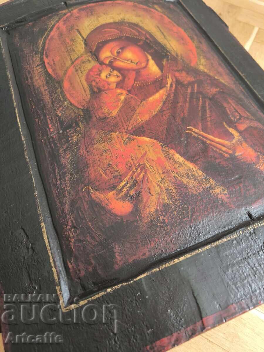 Hand-painted icon "Virgin Mary with the Child" on wood - 5 Hand-painted icon "Virgin Mary with the Child" on wood - 5
