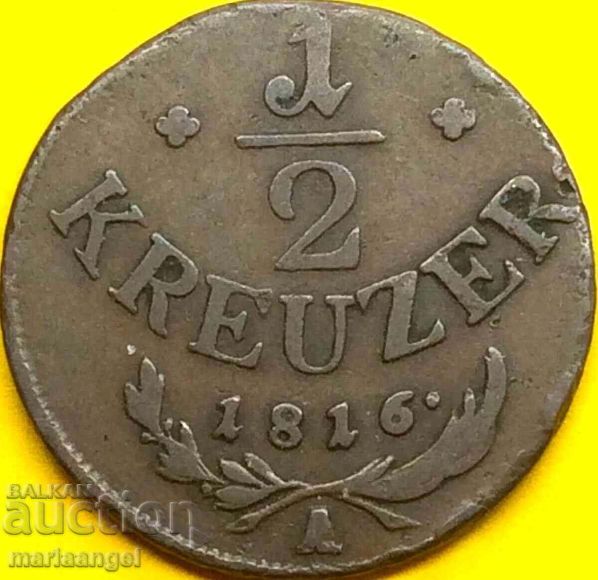 1/2 Kreuzer 1816 Austria A - Vienna 22mm bronze - 7 1/2 Kreuzer 1816 Austria A - Vienna 22mm bronze - 7